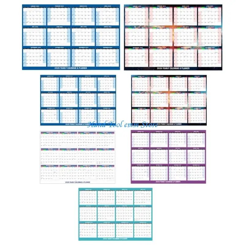 H37F 2026 Printed Wall Planner For English Study Thick Paper Simple Installation Home Office Decors Daily Planner Calendar