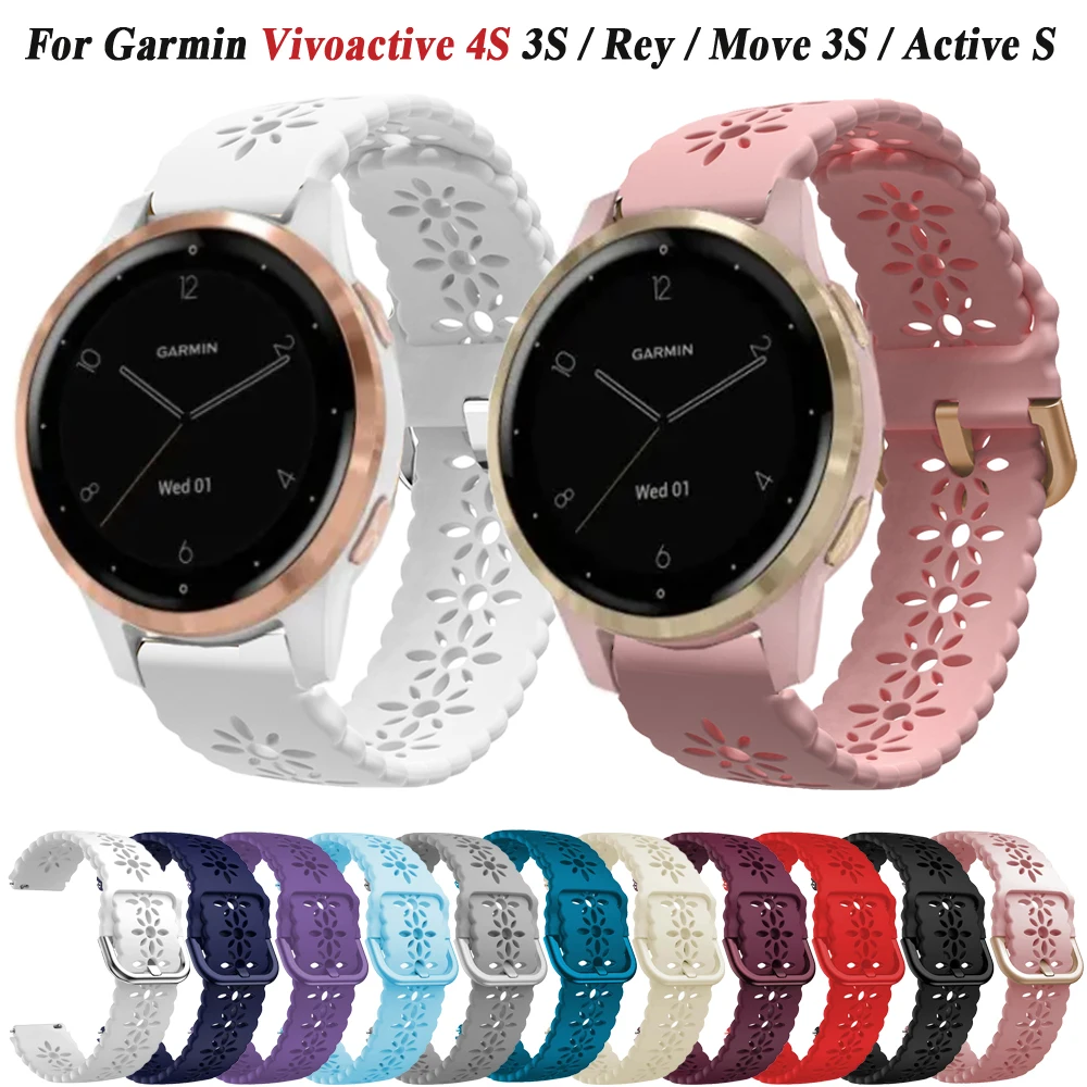 Replacement 18mm Smartwatch Band For Garmin Vivoactive 3S 4S/ Move 3S/ Rey / Venu 2S 3S Silicone Lace Girls Watch Strap Bracelet