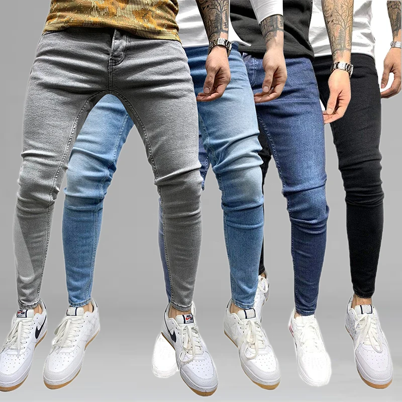 

Mens Black Jeans Slim Fit Quality Gray Casual Male Jeans Pants Skinny Fit Men Pants Hip Hop Streetwear Cotton Denim Trousers