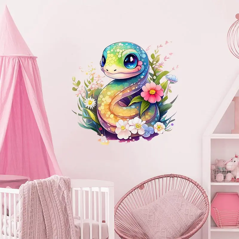 M751 Cute  Baby Snake Wall Sticker Art Mural Living Room Bedroom Cabinet Decoration Home Decor Cute Animal Stickers