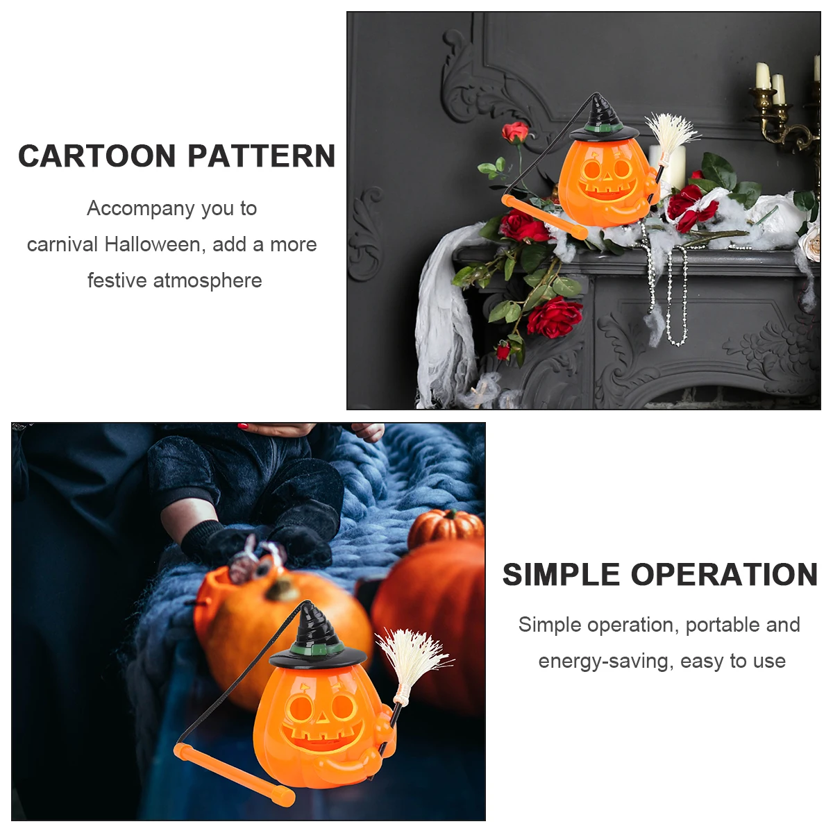 

Glowing Pumpkin Halloween Decorations Plastic Light Led Pumpkin Lamp Props LED Toys Festive Cartoon Home Party