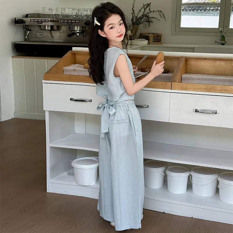 

Vest Suit Solid Color Simple Casual Loose All-match 2025 Summer New Fashion Vest Wide Leg Pants Two Piece Set