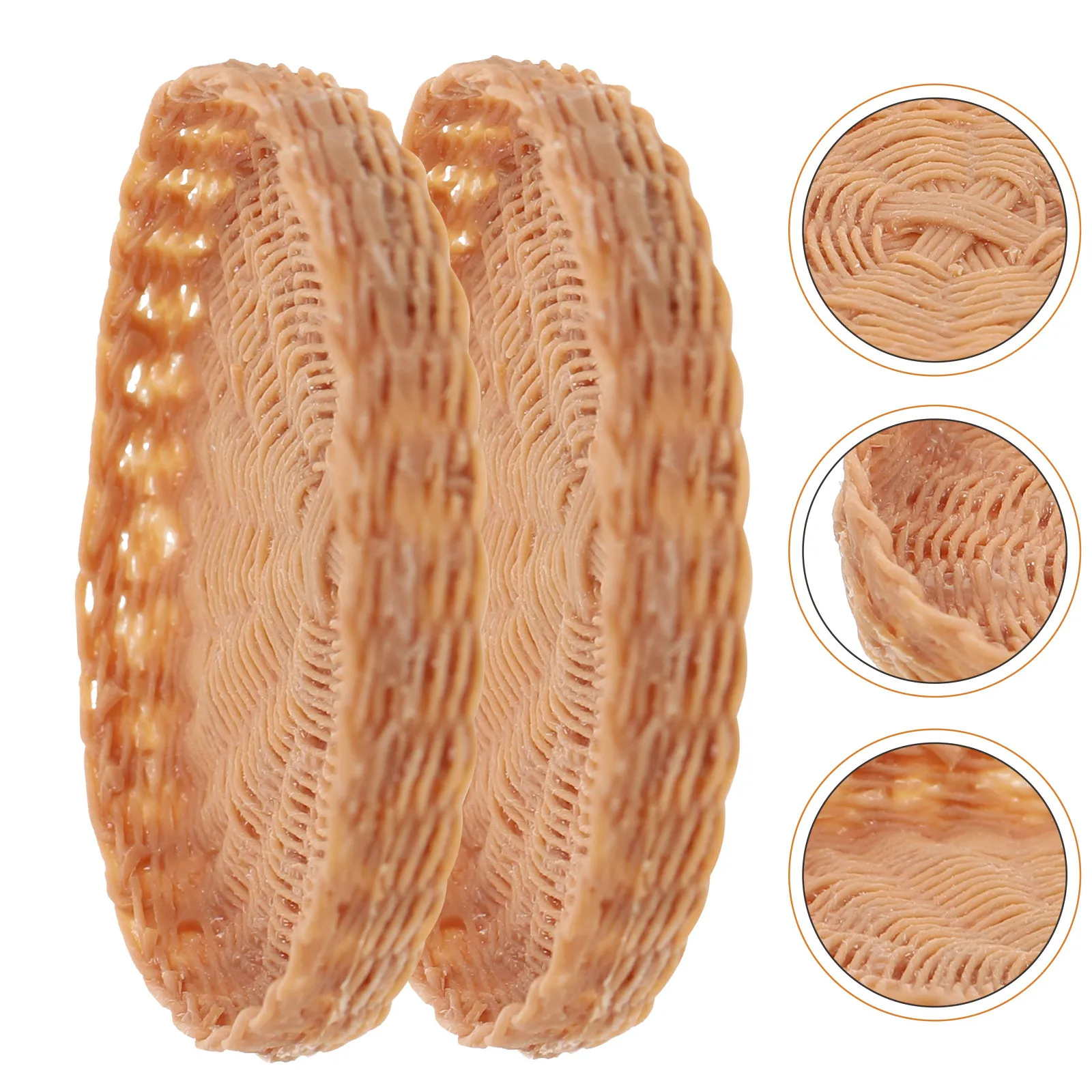 

2Pcs Miniature Woven Tray Small Storage Basket Perfect for Mini House Bread Fruit Display Tiny House Accessories Miniature