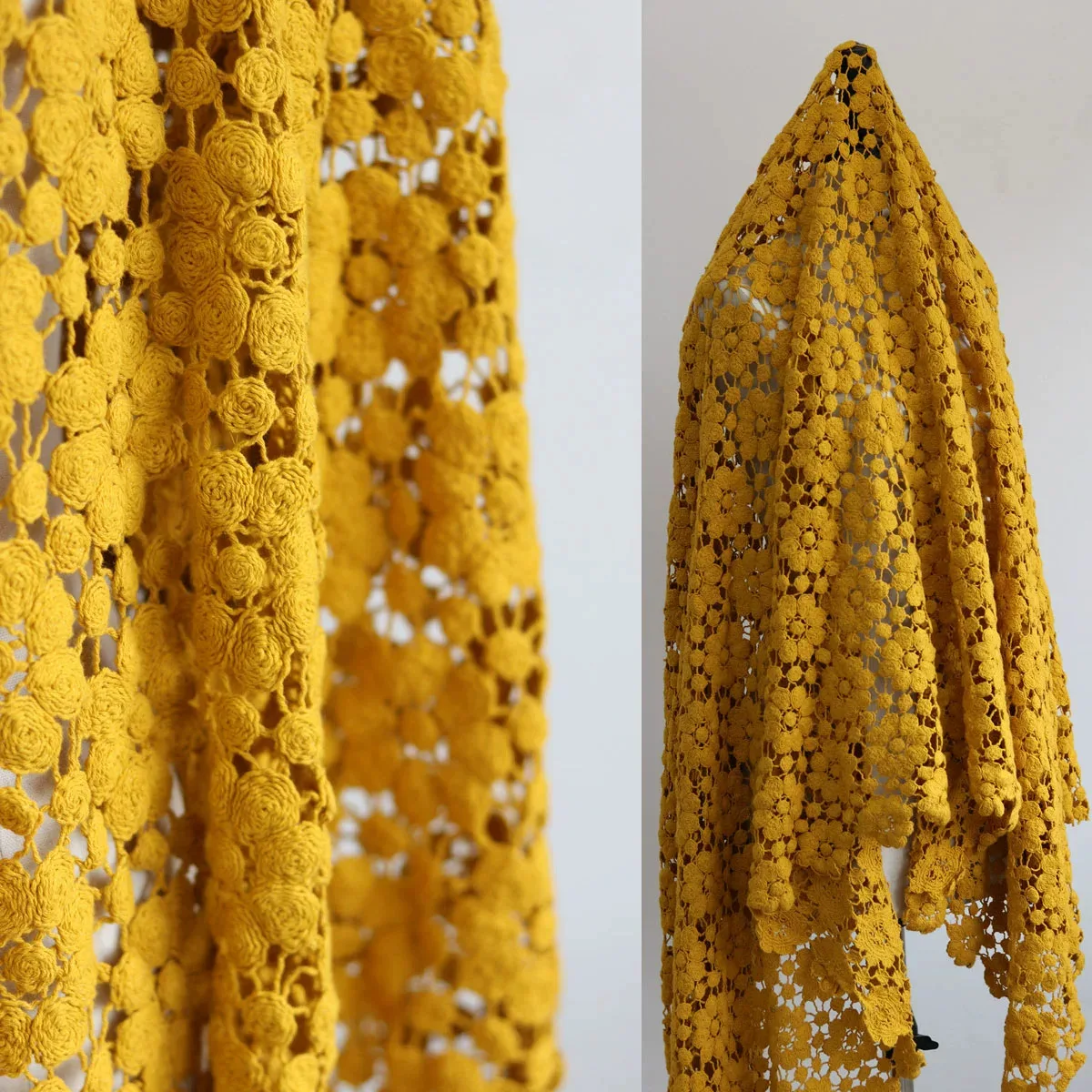 1yard Exquisite Water-soluble embroidery tela Knitted lace fabric Dress cheongsam Clothing designer fabric for sewing