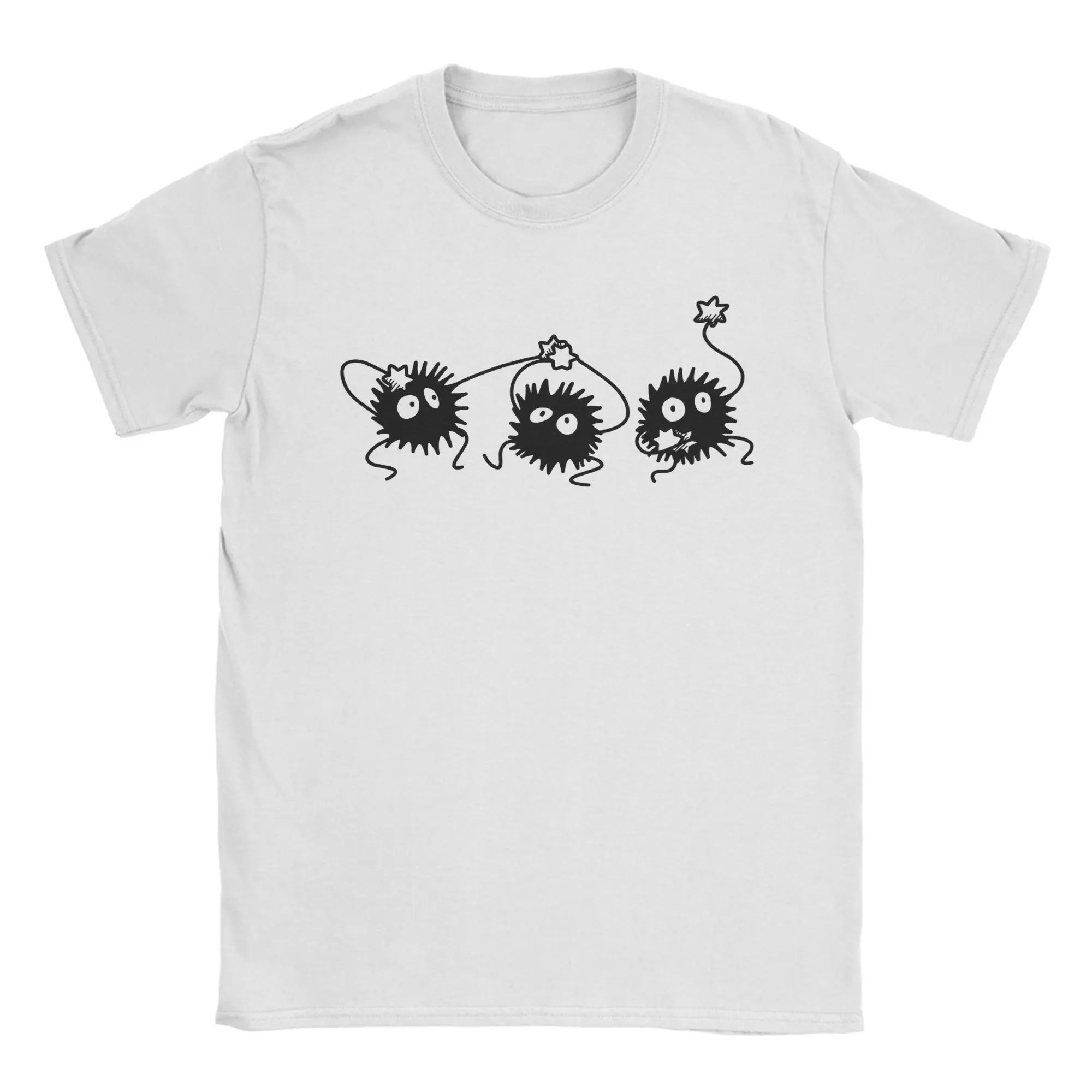 Herren Soot Sprites Totoro-Miyazaki Anime T-Shirts Baumwollkleidung Vintage Kurzarm O-Ausschnitt T-Shirt Sommer T-Shirts – Detail 1