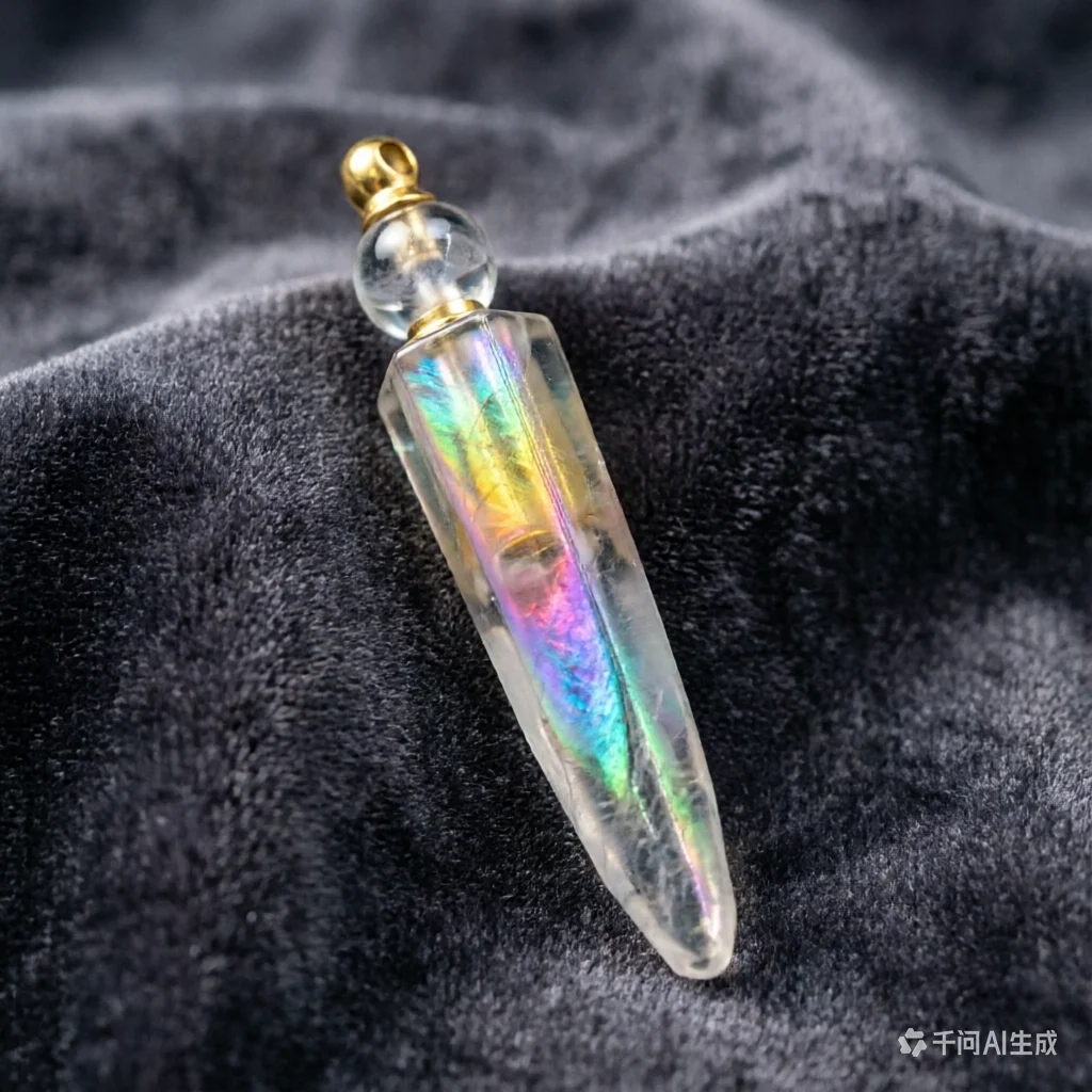 WT-P1620 Wholesale New Shape Bottle Pendant Long Crystal Quartz Point Essential Oil Bottle Pendant Aura Spirit Stone Pendant