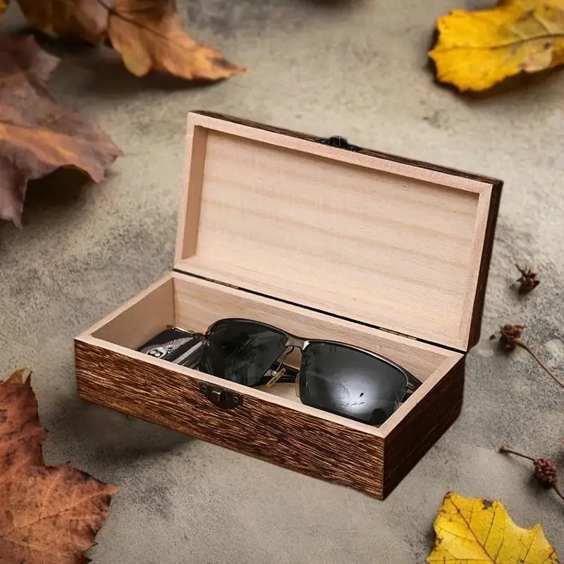 Retro Wooden Jewelry Storage Box Vintage Wooden Box With Lock Rectangular Desktop Organizer For Necklace Bracelet Ring Ornaments