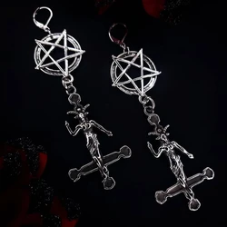 Goth  Punk Style Inverted Pentagram Baphomet Satan Earrings Religion Dark Art Fairy Goth Lovers Best Accessories