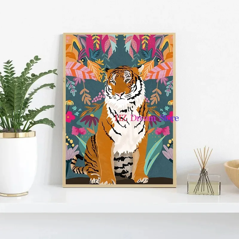 Tropical Floral Jungle Animals Toucan Tiger Parrot Leopard Posters Prints Canvas Printing Wall Art Picture for Living Room Decor