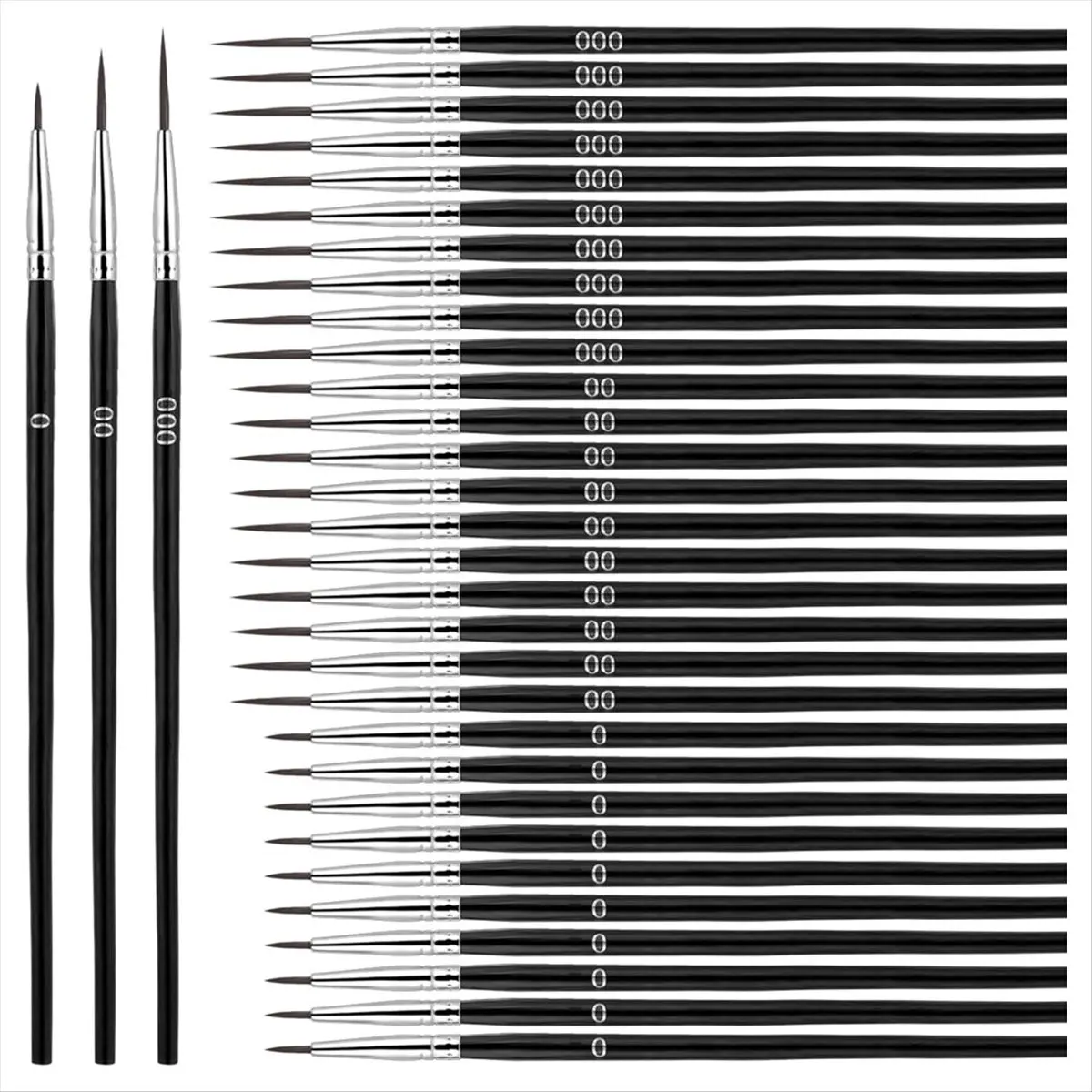 MALL 30pcs Detail Brushes, Fine Tip Paint By Number Brushes, 3 Sizes 0 00 00, Model Crafts Painting A