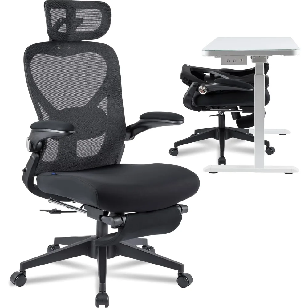 

Foldex Ergonomic Office Chair, Folding Chair for Small Spaces with Lumbar Support, Flip-up Armrests, 3D Headrest, Desk Chairs