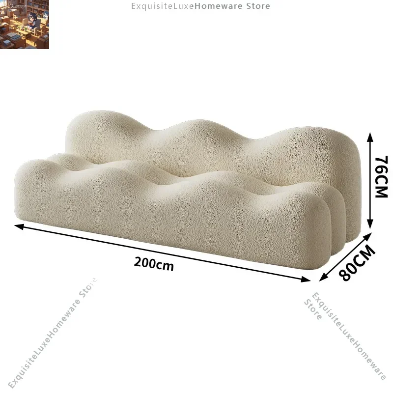 Beige Europäisches Sofa für Erwachsene, Stoff-Cloud-Sofa im Nordischen Stil, Modernes Geschwungenes Samt-Designersofa, Italienisches Canapé für Wohnzimmer