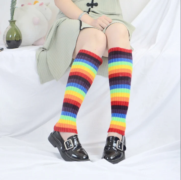 جديد اللون مخطط محبوك جوارب السيقان اليابانية الشرير الساق الجوارب تحت الركبة الدافئة غطاء الساق الحلو كومة الجوارب لوليتا JK الجوارب