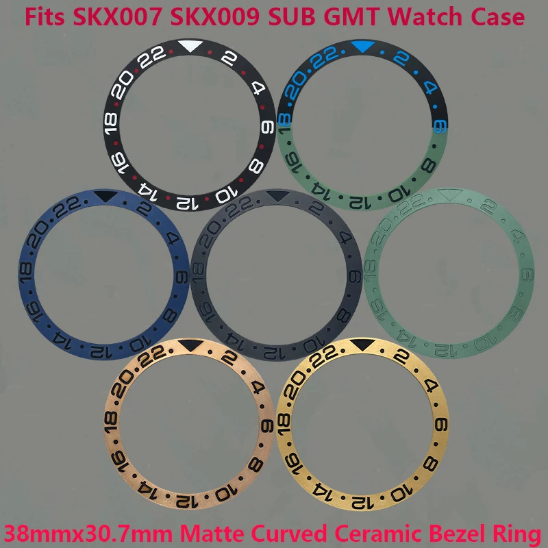 

38mmx30.7mm Matte Ceramic Bezel Insert Fits 40mm SUB GMT SKX007 Watch Case Ring for NH35 NH36 GMT Diving Men Watch Accessories