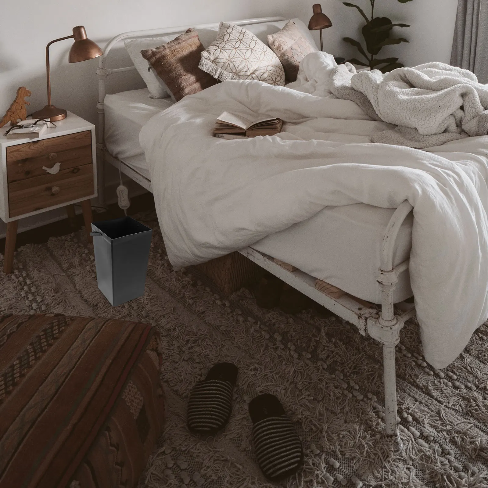 

Black Heavy Duty Square Trash Can Inner Bucket Plastic Utility Bucket Handle For Kitchen Bathroom Garden Outdoor Use