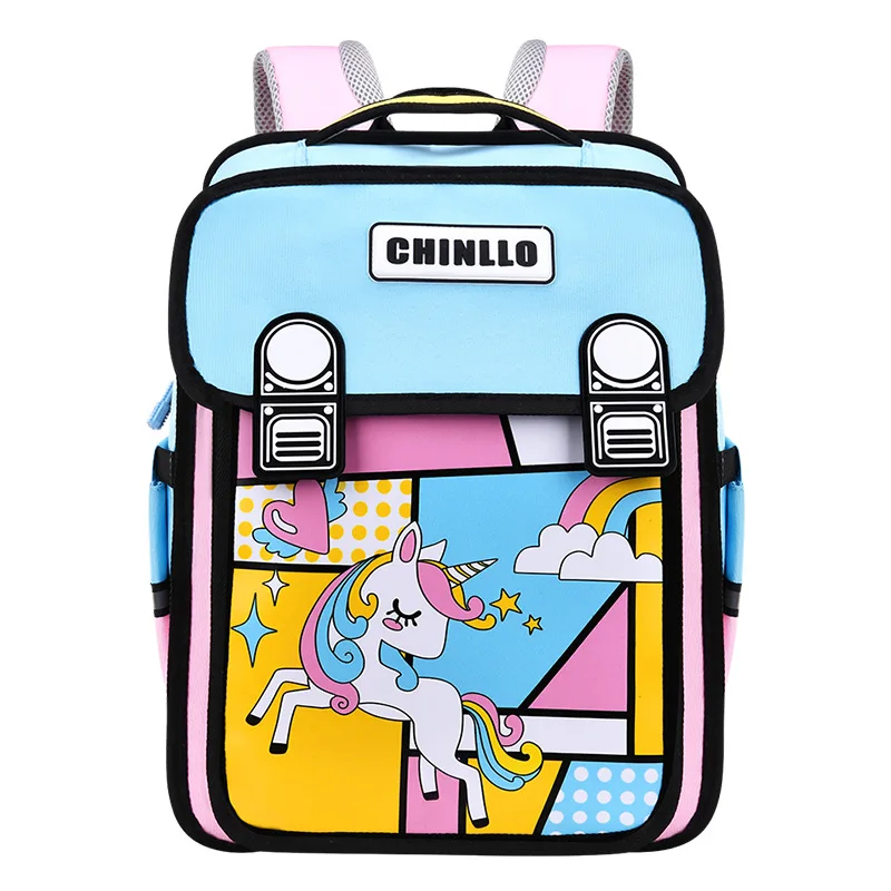 

Creative Two-Dimensional Anime Girls Unicorn School Bags Primary Kids Backpacks Boys Cartoon Astronaut Design Rocket Book Bag