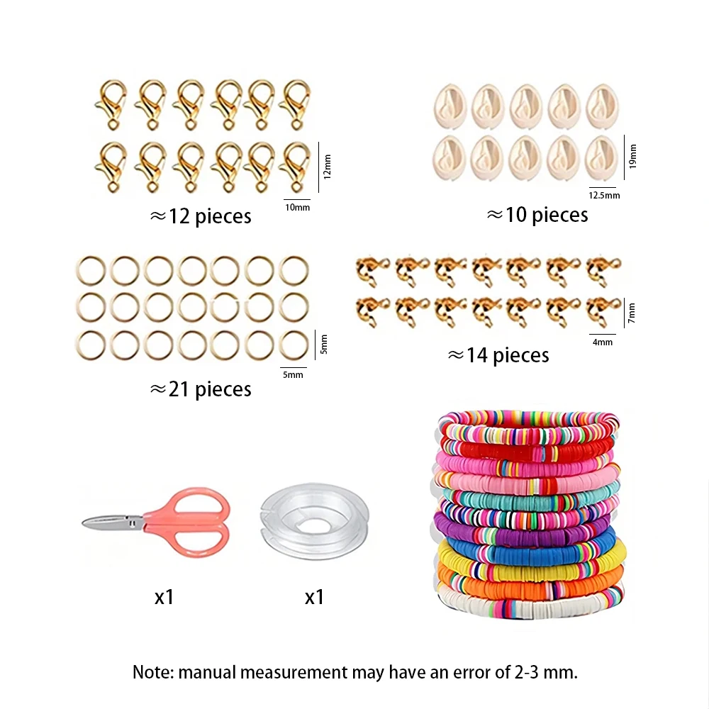 2400PCS of Polymer Clay Bead Bracelet Making Kit, Variety of Different Combinations Can Be Made With Shell Clasp Lobster