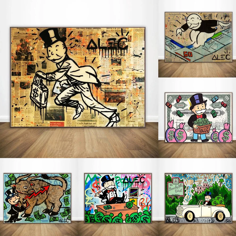 

Graffiti Alec Monopoly Millions Money Dollar Canvas Print Painting Street Art Poster Wall Pictures Modern Living Room Home Decor