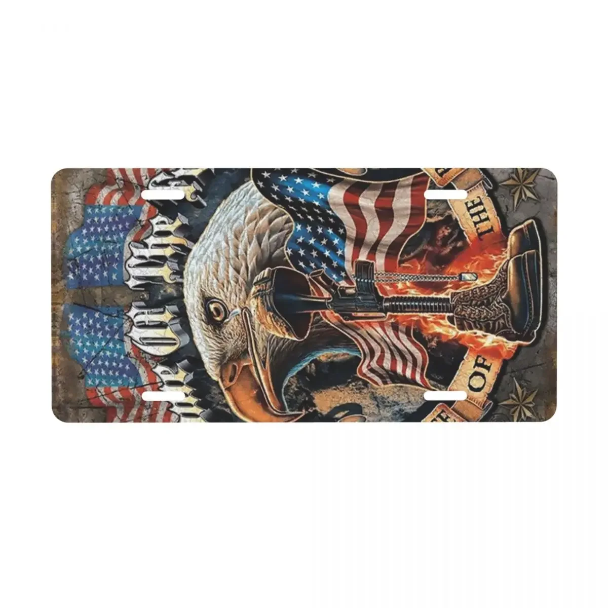 Bandiera americana Bald Eagle targa in metallo USA Patriotic aluminium Car Front Vanity Tag 12x6 pollici