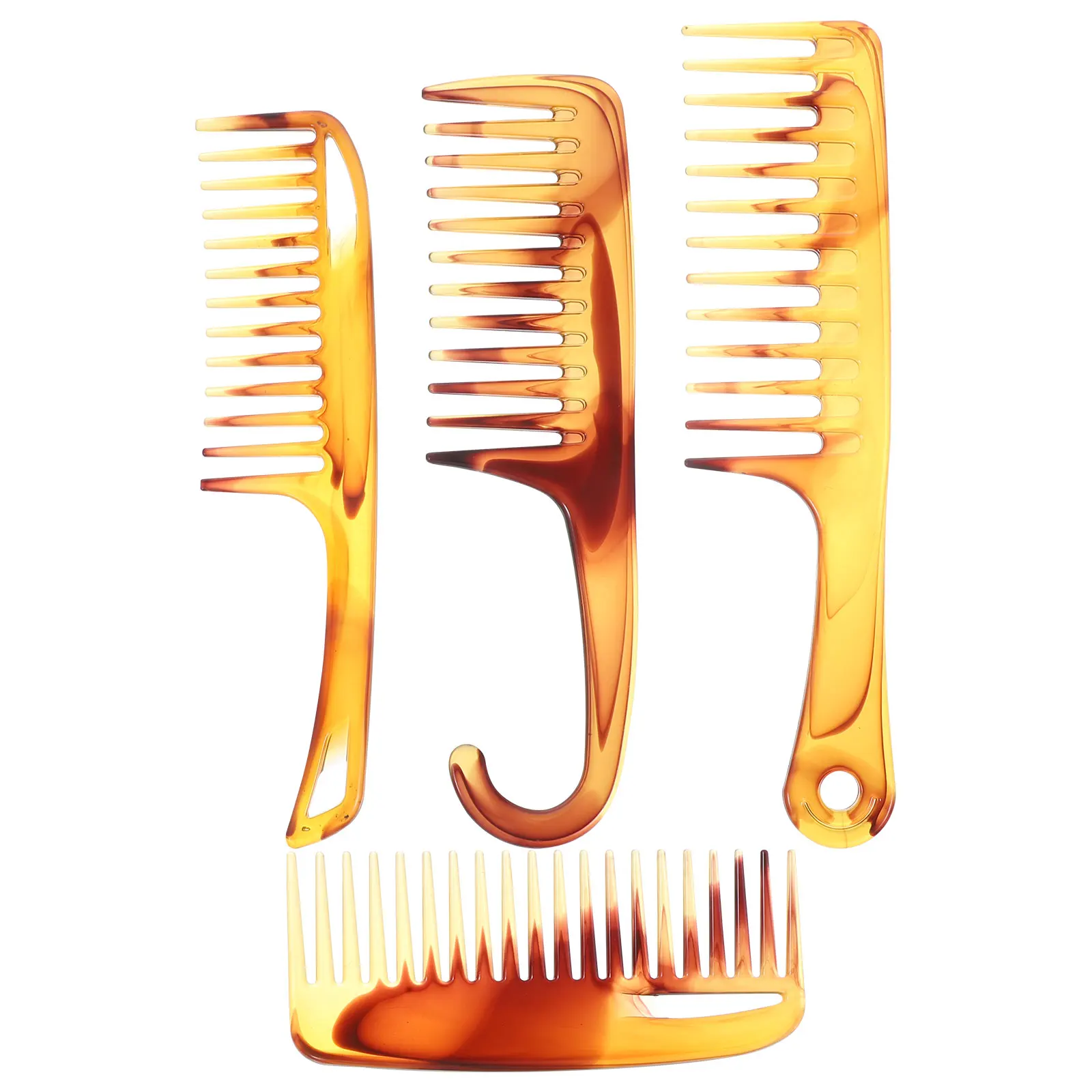 

1 Set Vintage Amber Hair Comb For Men Plastic Wide Teeth Combs Lightweight Portable Detangling Tool For Wet Dry Hair Grooming