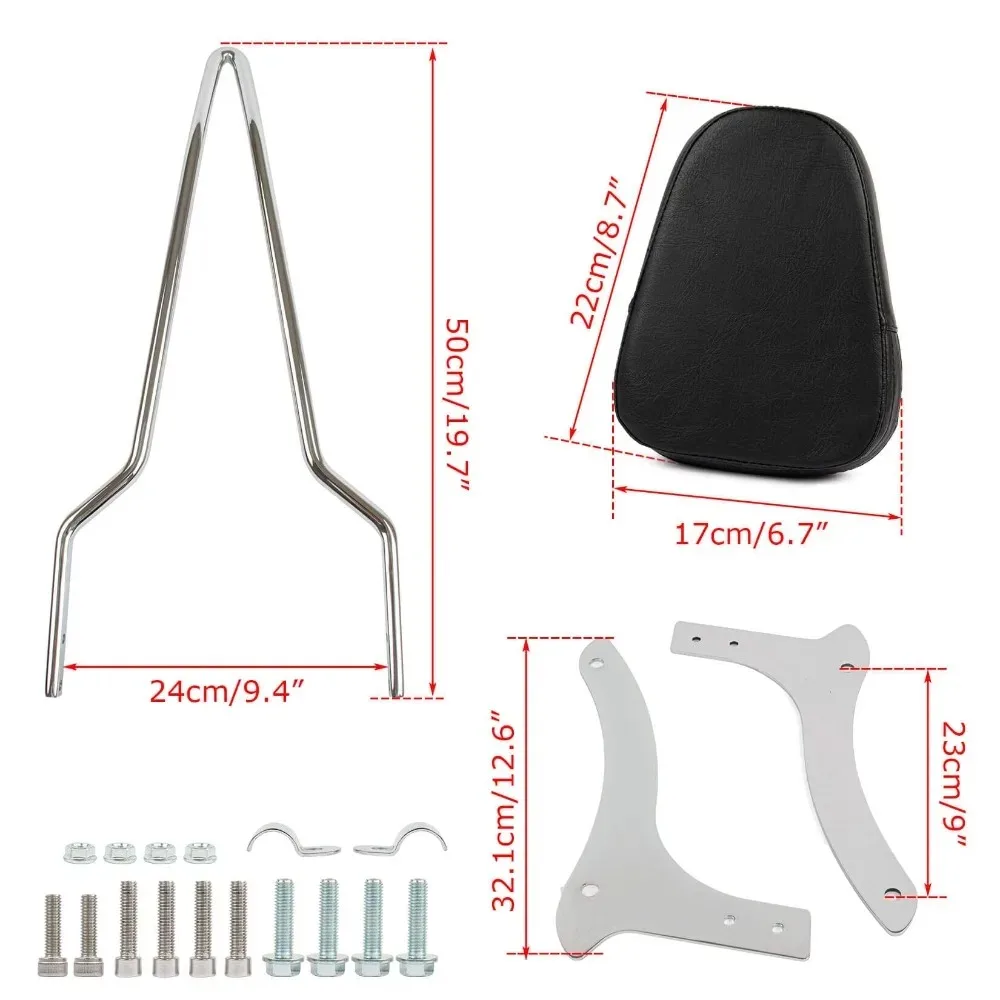 Motorcycle Sissy Bar with Rear Carrier Tandem Bar Backrest for Yamaha V-Star V Star/Drag Star XVS 1100 Classic 2000-2011 - view 3