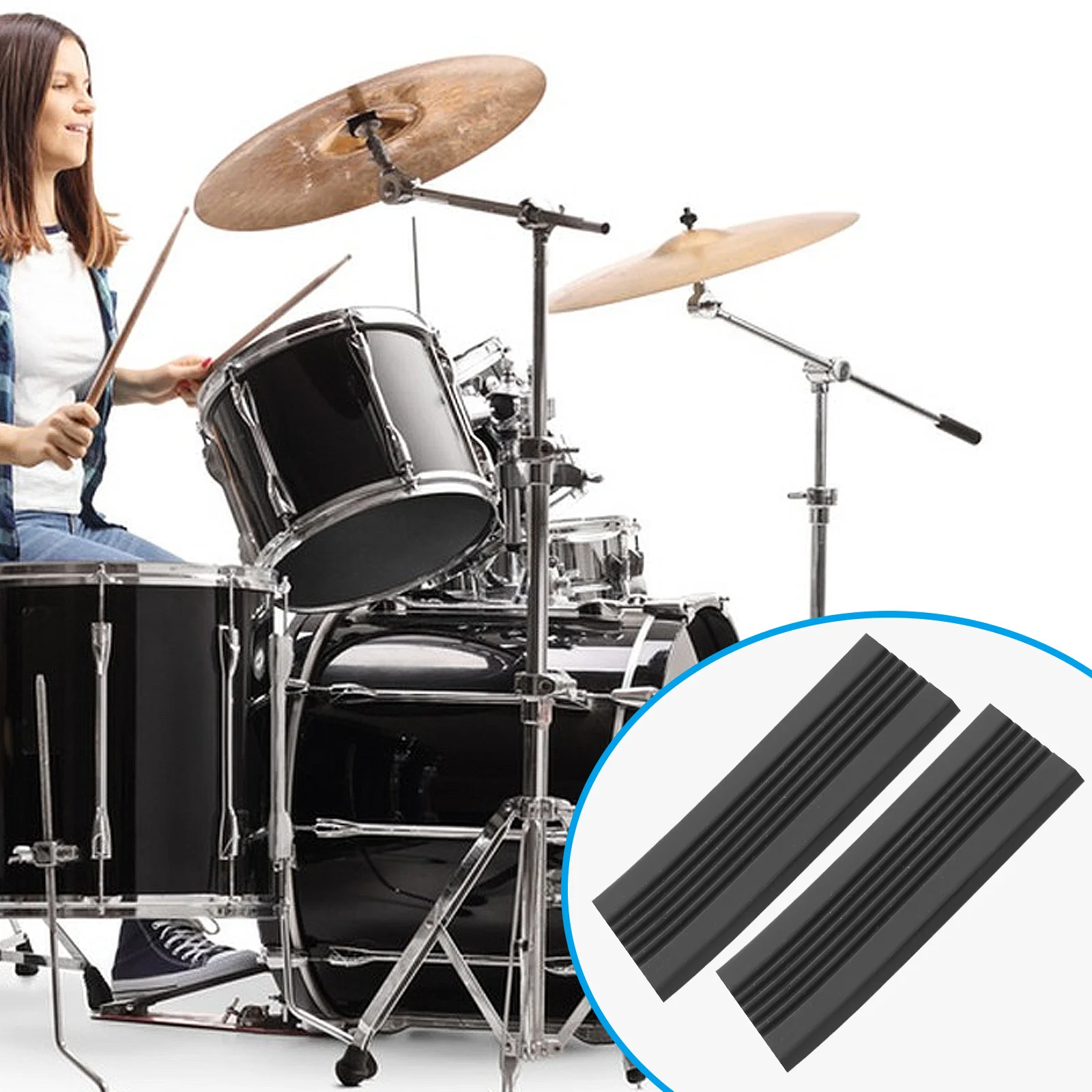 

1 Pair Non-Slip Bass Drum Pedal Pads Durable Rubber Practice Pad For Single Double Pedal Use Silent Mute Accessory Instrument