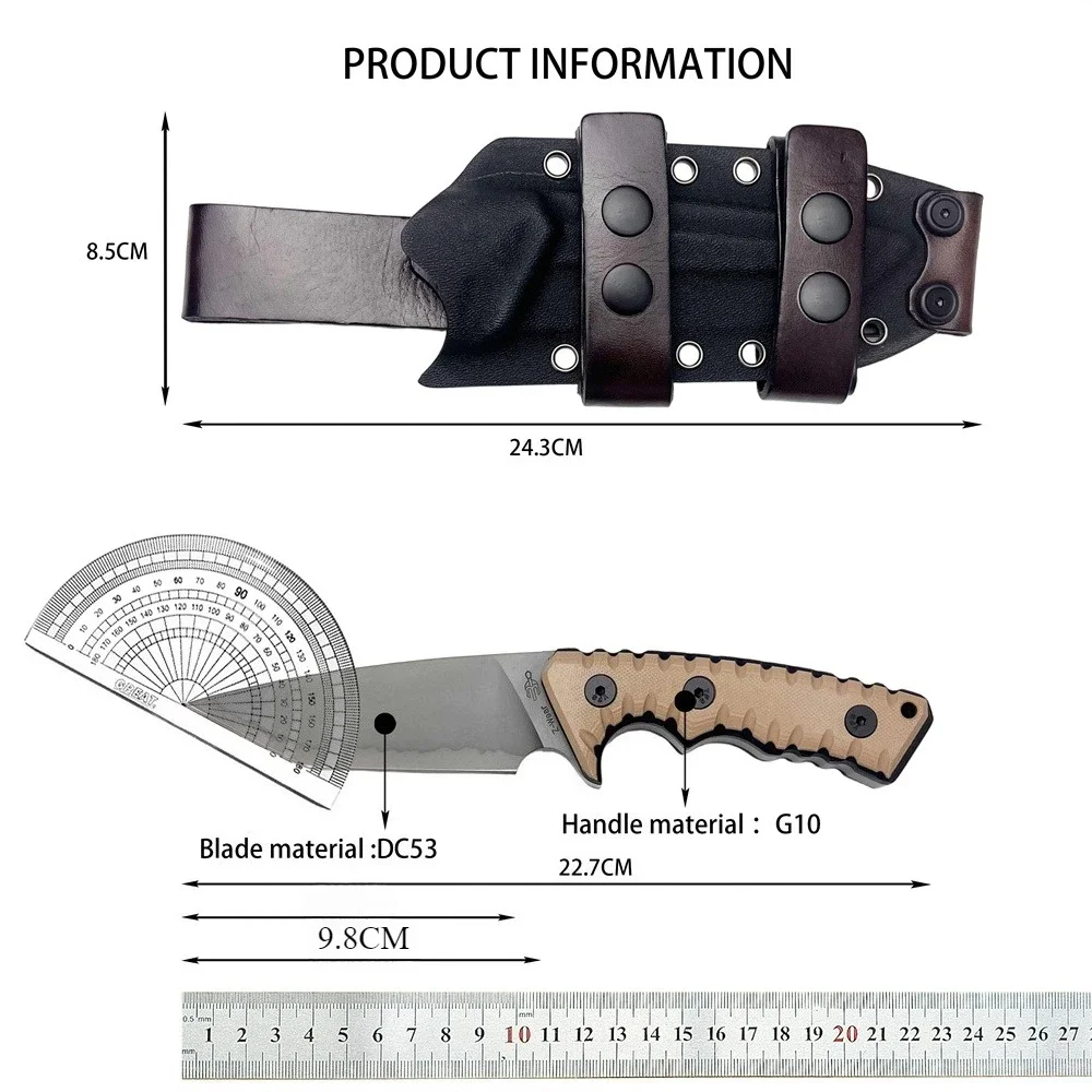 HOT SALE Survival EDC Fixed Blade Knife DC53 High Hardness Blade G10 Handle Multitools Outdoor Tools for Hunting Camping Knives view 4