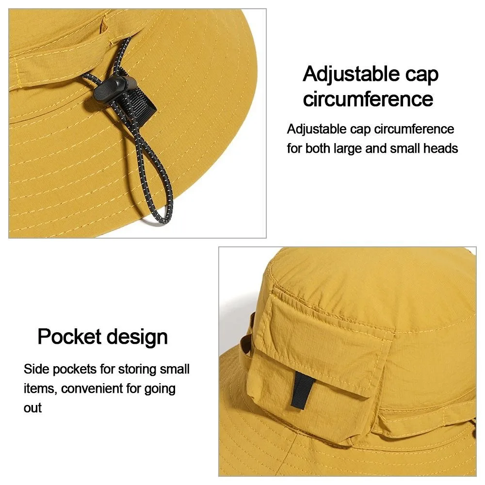 New Trendy Bucket Hat Anti-Sun Adjustable Sunscreen Hat Breathable Waterproof Fisherman Hat Summer