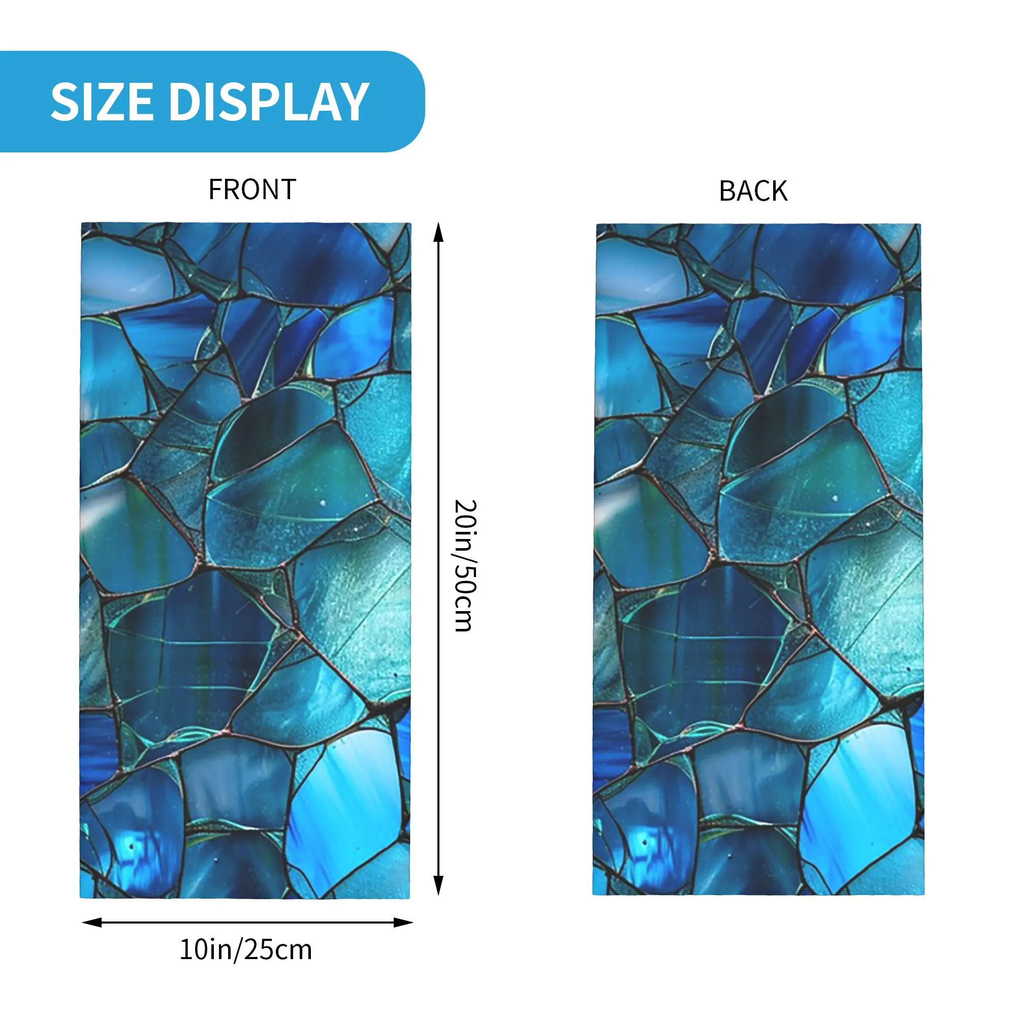 Azure Stained Glass Mosaic Bandana Neck Gaiter Printed Mask Scarf Cycling Scarf Riding Unisex Adult Breathable
