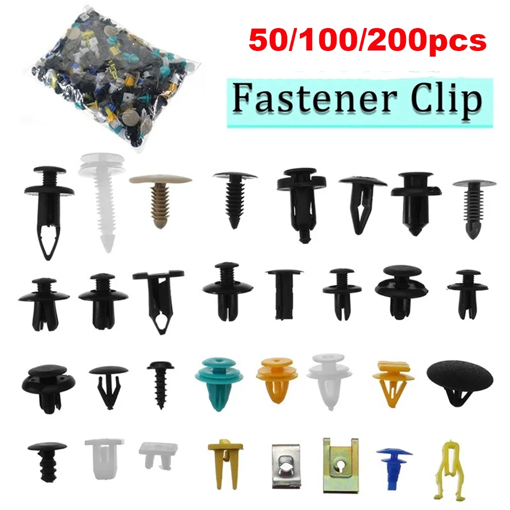 

50/100/200pcs Mixed Color Vehicle Interior Accessories Car Bumper Clips Auto Fastener Rivet Door Panel Liner Retainer Clip