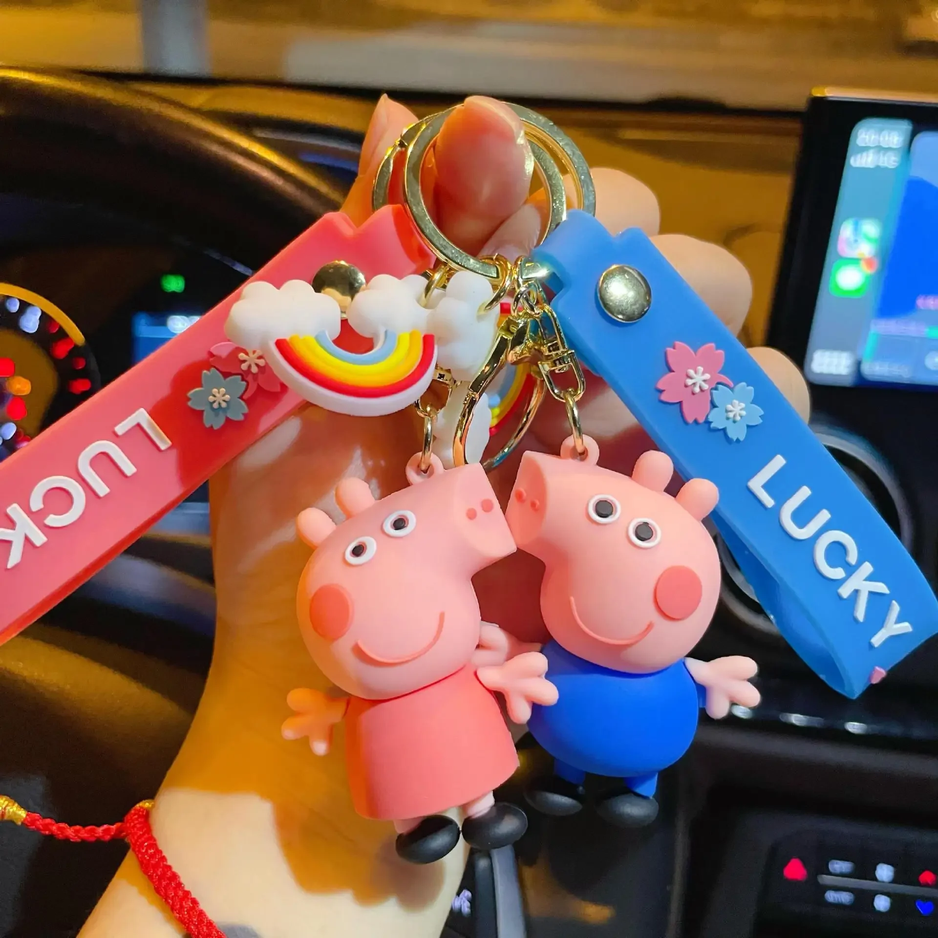 New Cute Peppa Pig Anime Cartoon Keychain Pendant Kawaii Creative Student Couple Bag Pvc Doll Car Accessories Birthday Gifts