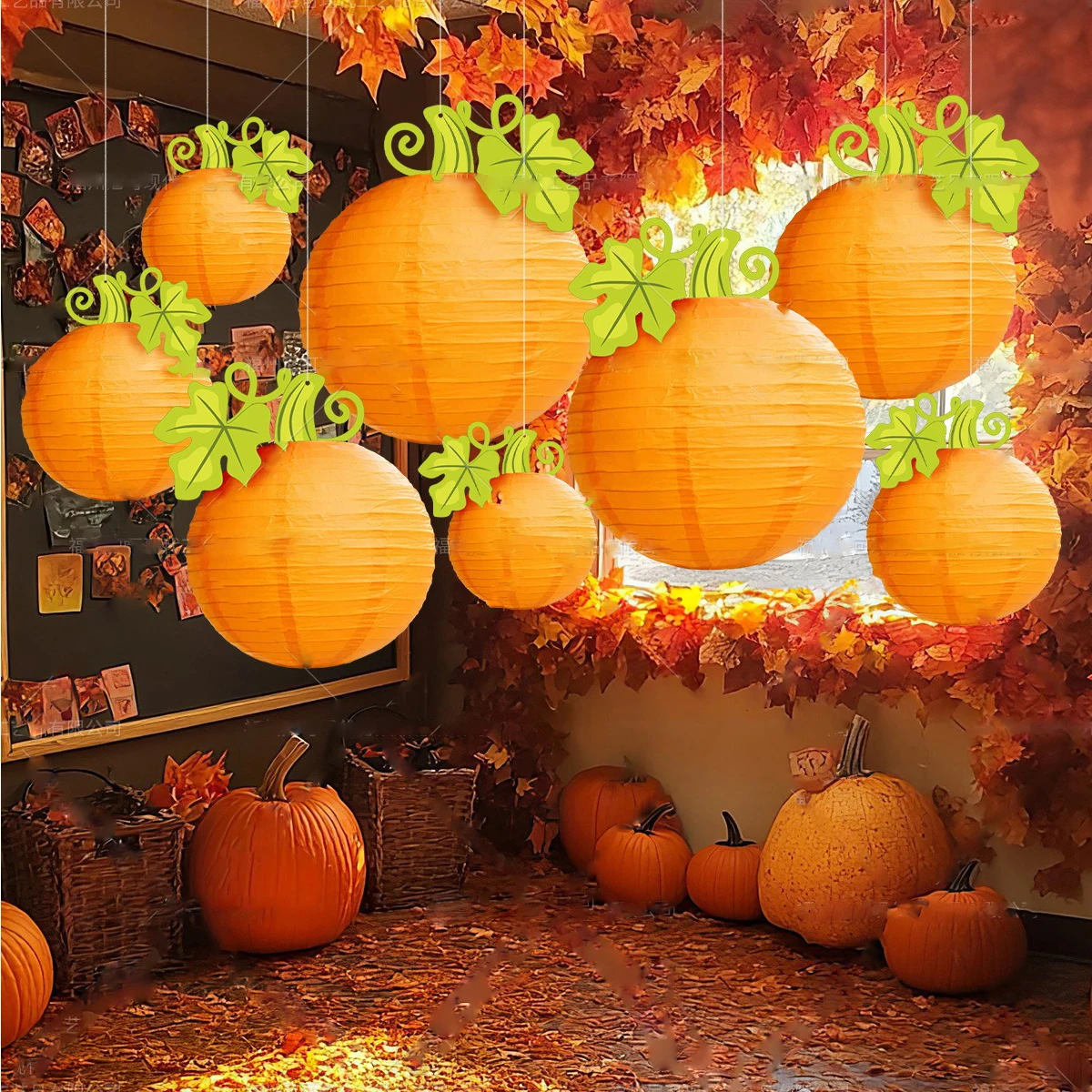 

Halloween Jackman Lantern Thanksgiving Party Hanging Paper Lantern Decoration Fall Theme Room Arrangement Charm