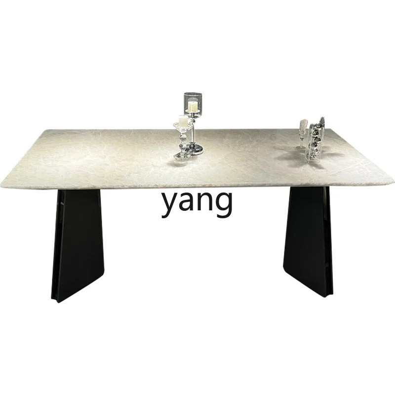 

Lmm light luxury rectangular marble dining table minimalist dining table and chairs