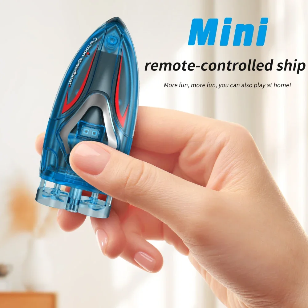 

2,4G Mini RC катер на колесиках: водонепроницаемый мультяшный скоростной катер с крутым светом - портативный корабль с дистанционным управлением и забавный подарок для детей