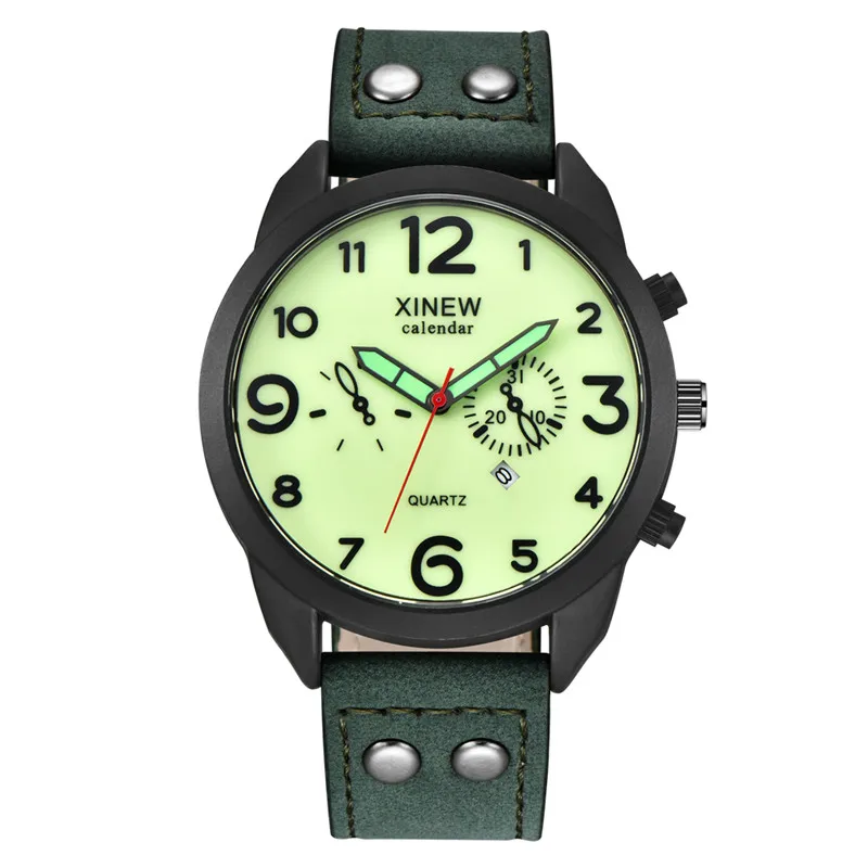 Montre Homme XINEW Brand Boys Watches Students Men Casual Leather Band Date Sports Quartz Watch Reloj Hombre Relogio Masculino