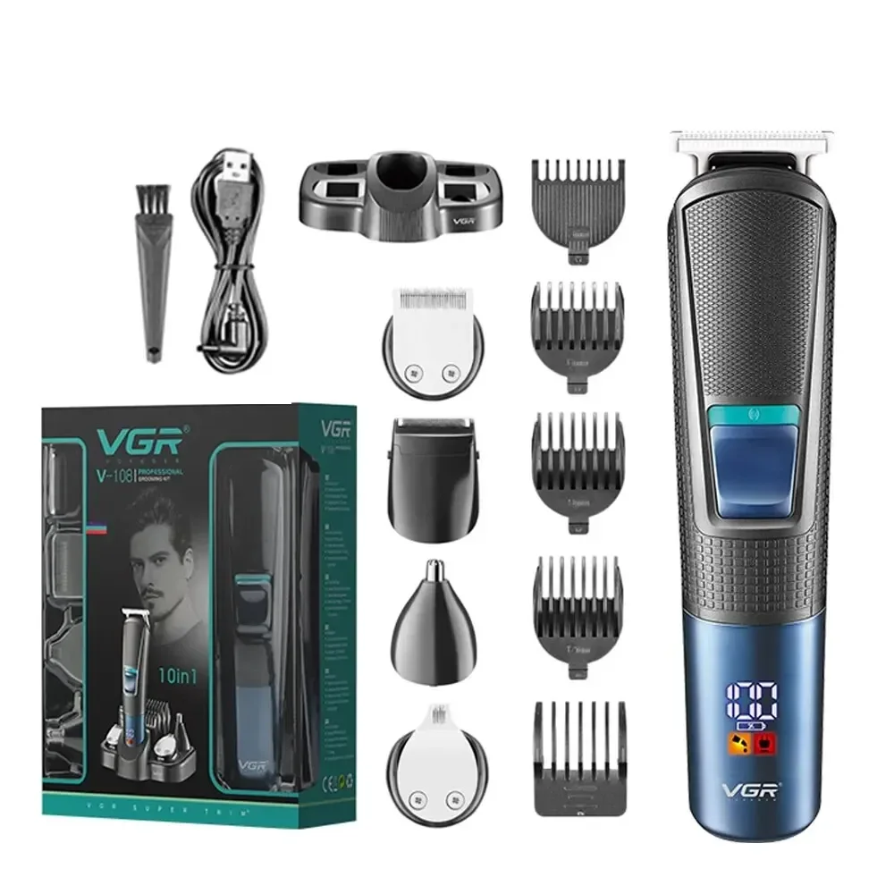 

VGR V-108 5 in 1 Mens Grooming Kit Professional Electric Shaver Beard and Nose Hair Trimmer Barber Hair Clipper Set