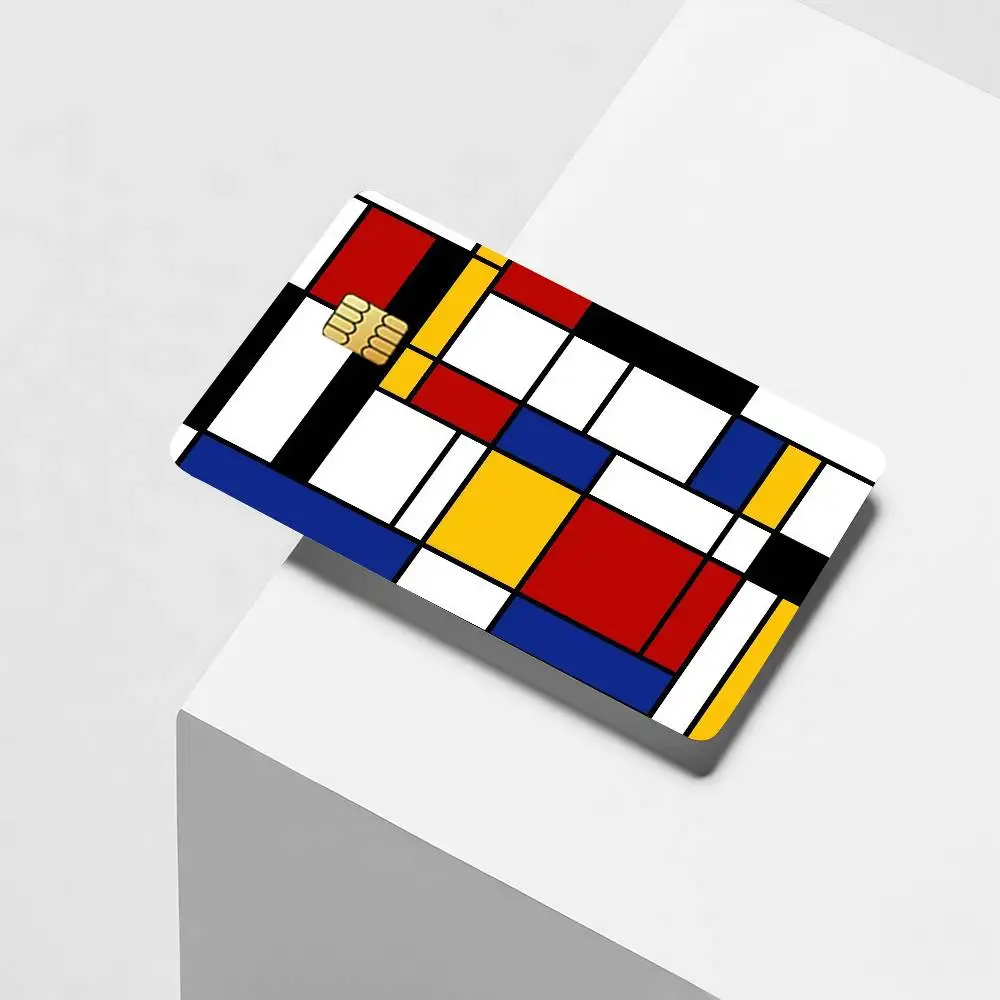 Fashion print M-Mondrian Credit Card Decorative Card Stickers Suitable For Bank Cards Metro Transit Anti-scratch Gift 4PCS
