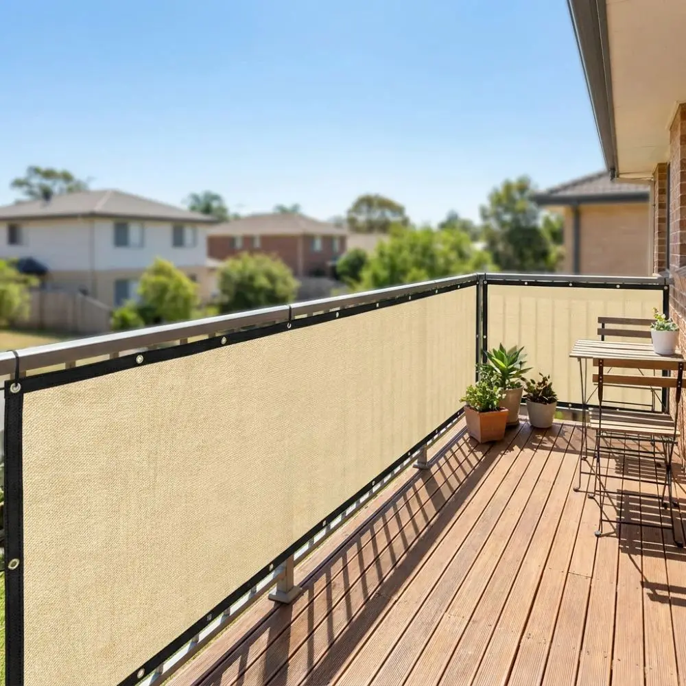 Thickened Balcony Fence Privacy Shade Screen Dust-proof Sun Protection Railing Shade Cloth Screen Encrypted with Grommets