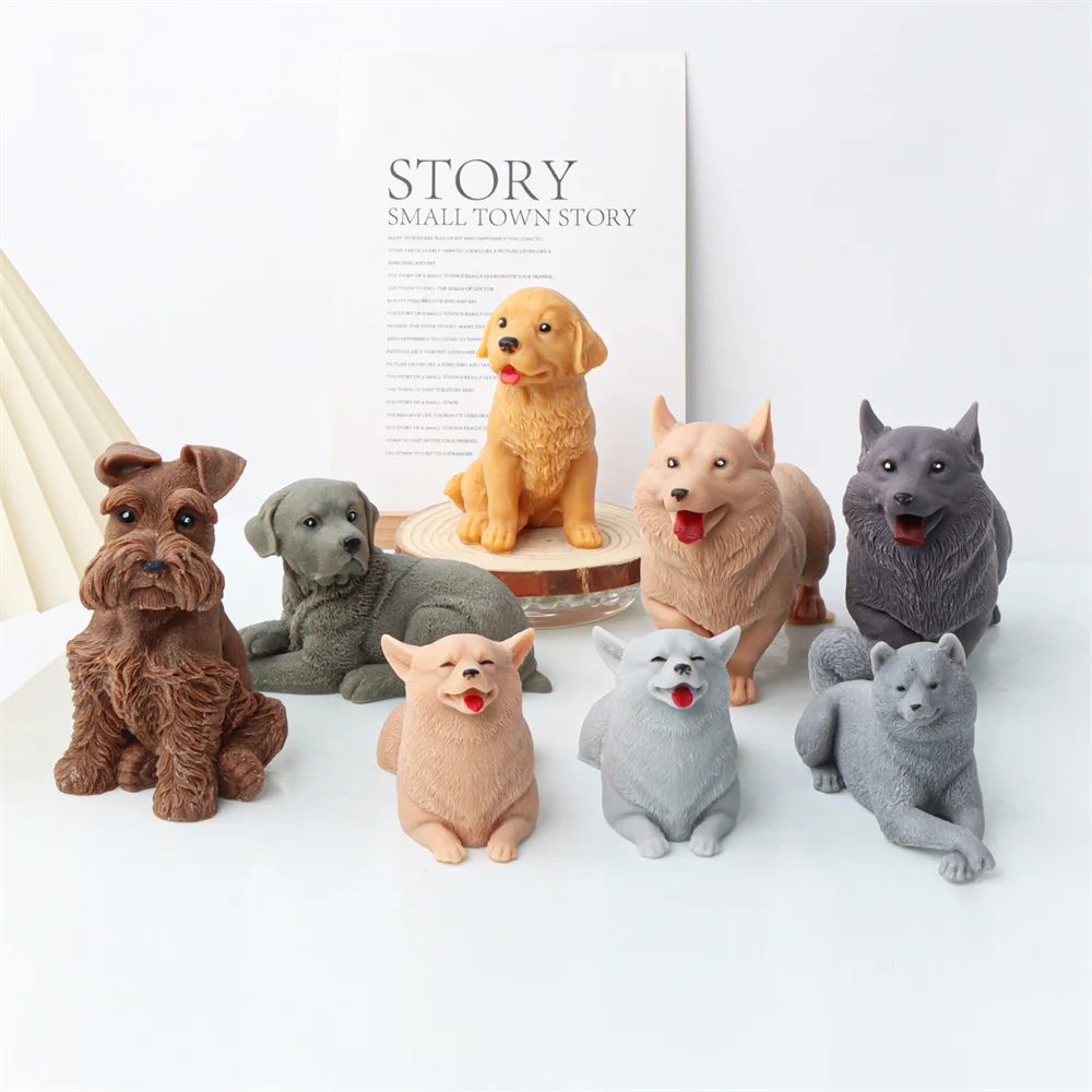 Dog/Cat Pet Statue Candle Mold Teddy/Chinchilla/Garfield/Poodle/Bichon Candle Mould Making Food Grade Silicone tool Home Decor