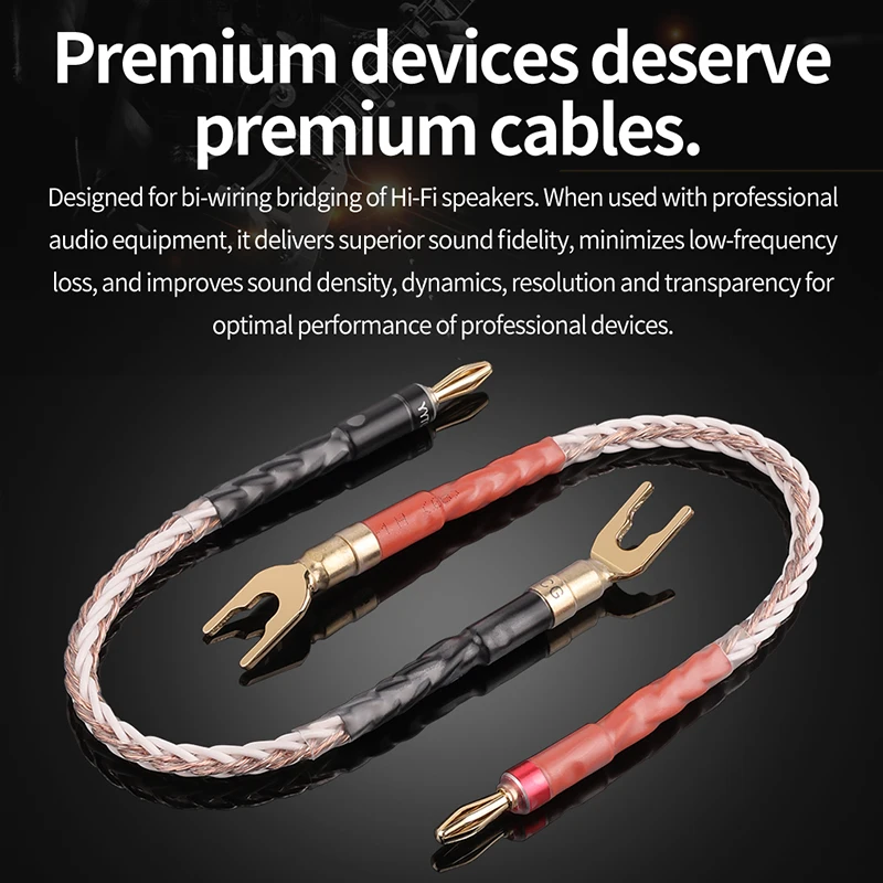 Kabel głośnikowy HiFi 4 szt. Mostek/Przewód połączeniowy Audio Over Machine Line 7N OCC Pozłacany Złotem Wtyk Bananowy Y Przewód Głośnikowy — zdjęcie produktu 4