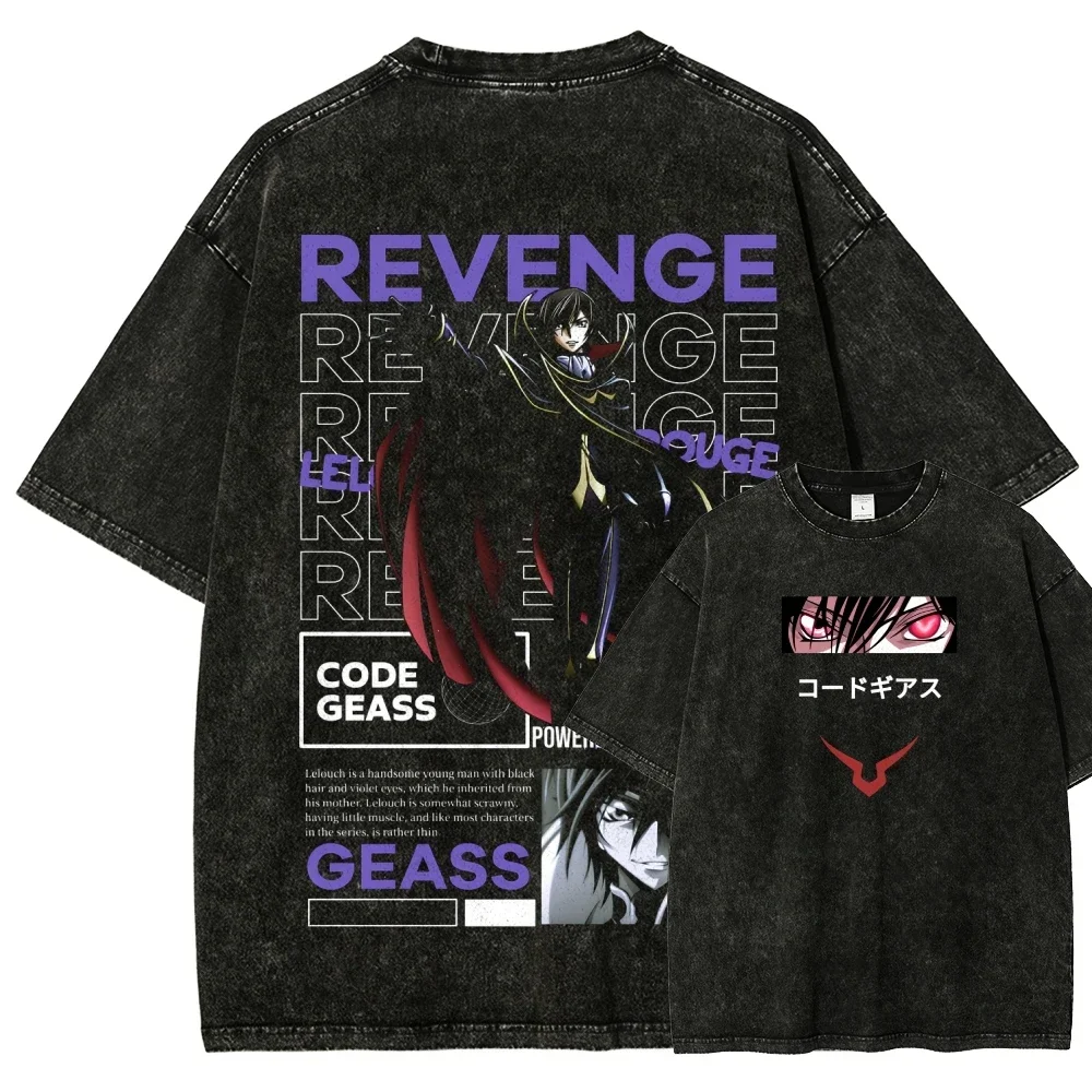 Customization Code Geass Anime Lover Washed T Shirt Year Round Clothing Personality Clothes Plus Size Unisex High Quality Hot Pr view 3