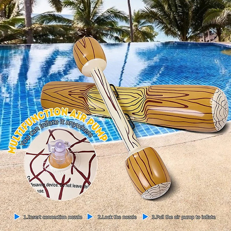 シミュレートされたダブルヒットスティックスイミングリング,木製フローティングドレンゲーム,エンターテインメントおもちゃ,インフレータブルカヌー,厚いPVC