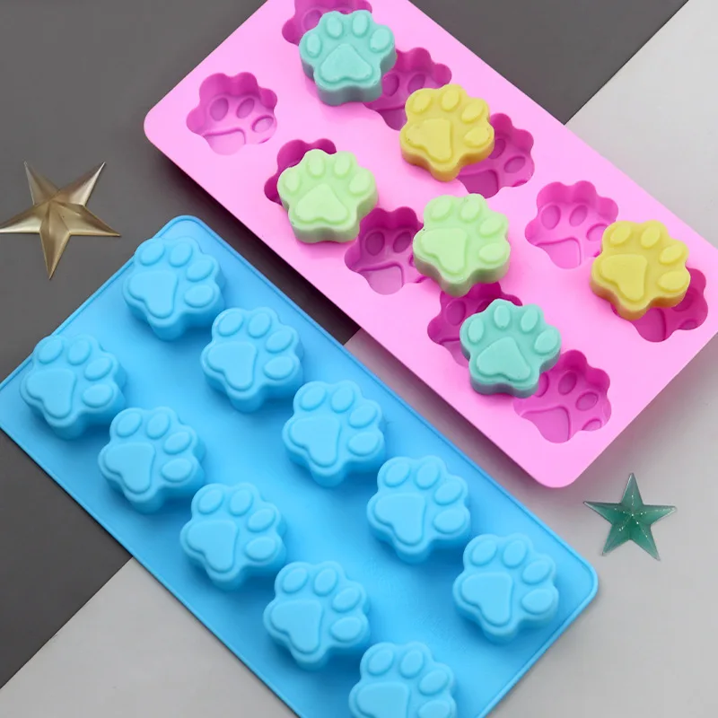 DIY 실리콘 개 고양이 동물 발 애완 동물 인쇄 베이킹 몰드, 재사용 가능한 수제 개 치료 캔디 쿠키 젤리 아이스 큐브 초콜릿 몰드