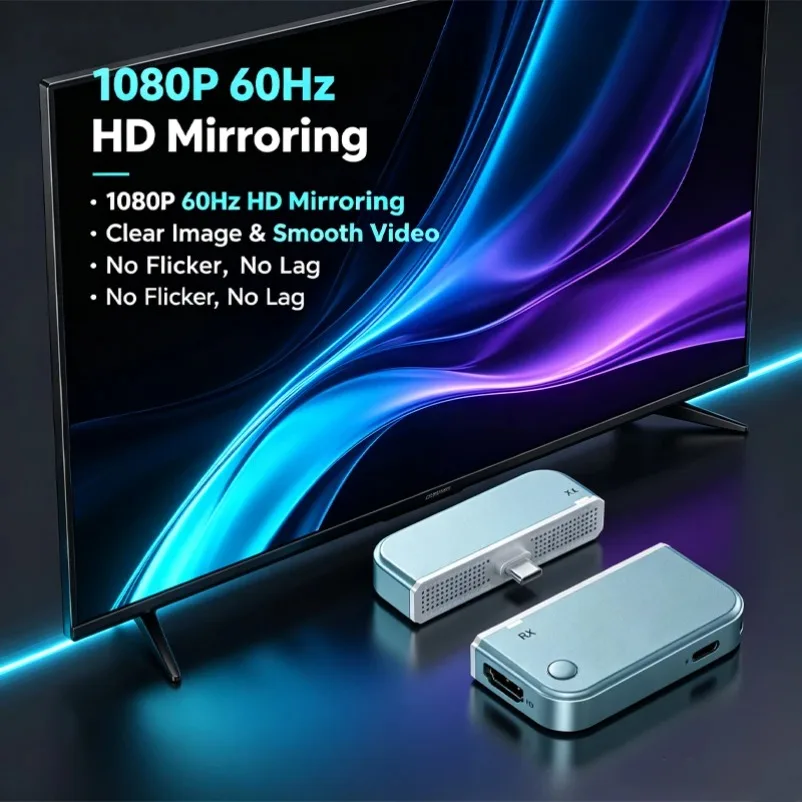 Wireless HDMI-Compatible Casting Adapter TX RX 50M Long Range 1080P 60Hz Screen Mirror Extend Split Screen No Driver for Windows