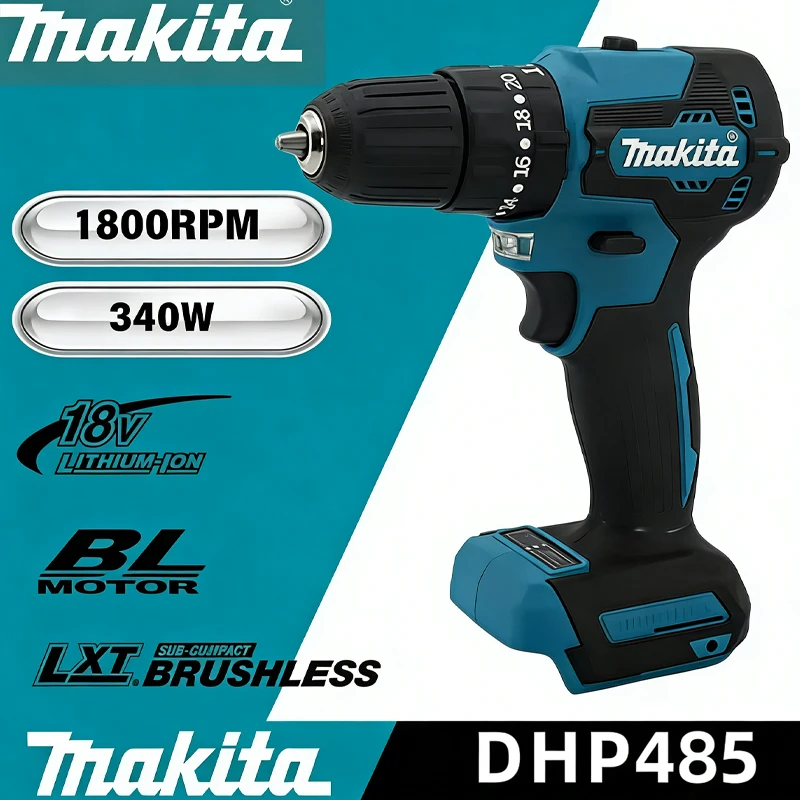 6.0Ah🔋Makita Battery DHP487 18V Brushless Cordless Impact Drill Motor Compact Hammer Driver Rechargeable Screwdriver Power To