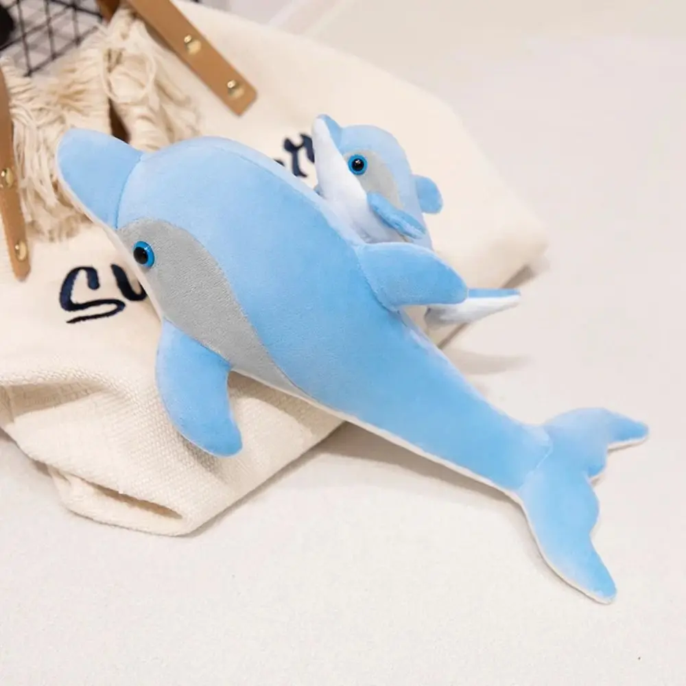 Symulacja Niebieski Delfin Pluszowe Zabawki Bawełna PP Życie Morskie Delfin Mama-Dziecko Wypchane Zabawki Urocza Miękka Poduszka Delfin na Sofę