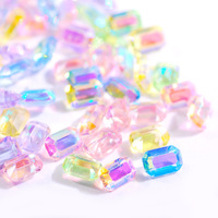 4X6mm 50pcs/bag Mini Crystal Aurora Small Square Diamond Long Octagonal Rhinestone Jewelry DIY Nail Shoes Art Decoration