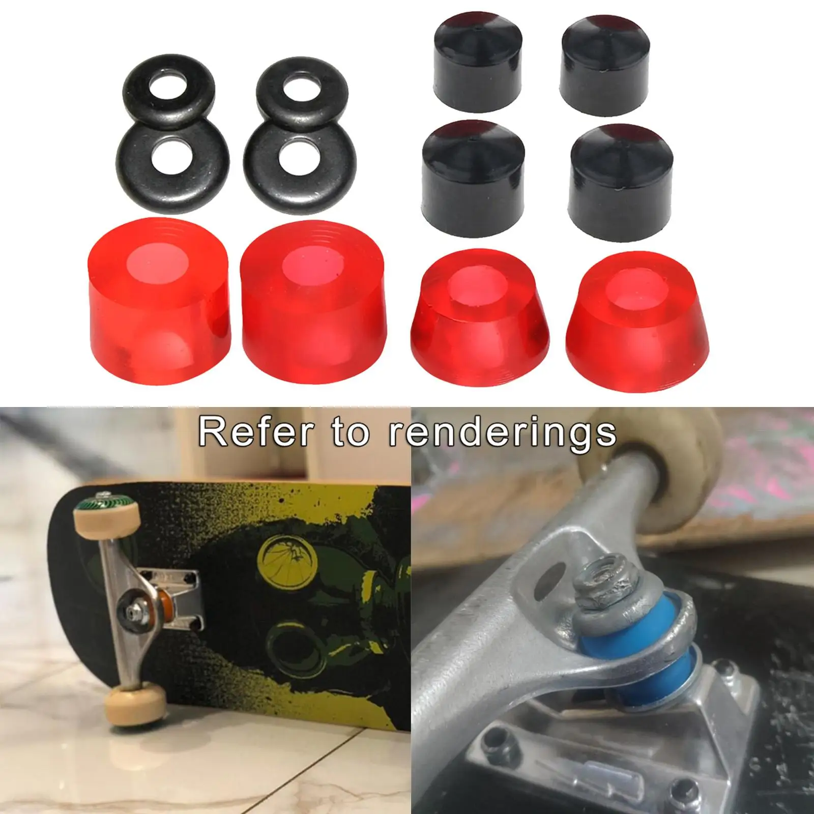 2-4pack Skateboard Bushing Replacement Cups Washers Longboard Rebuild Light