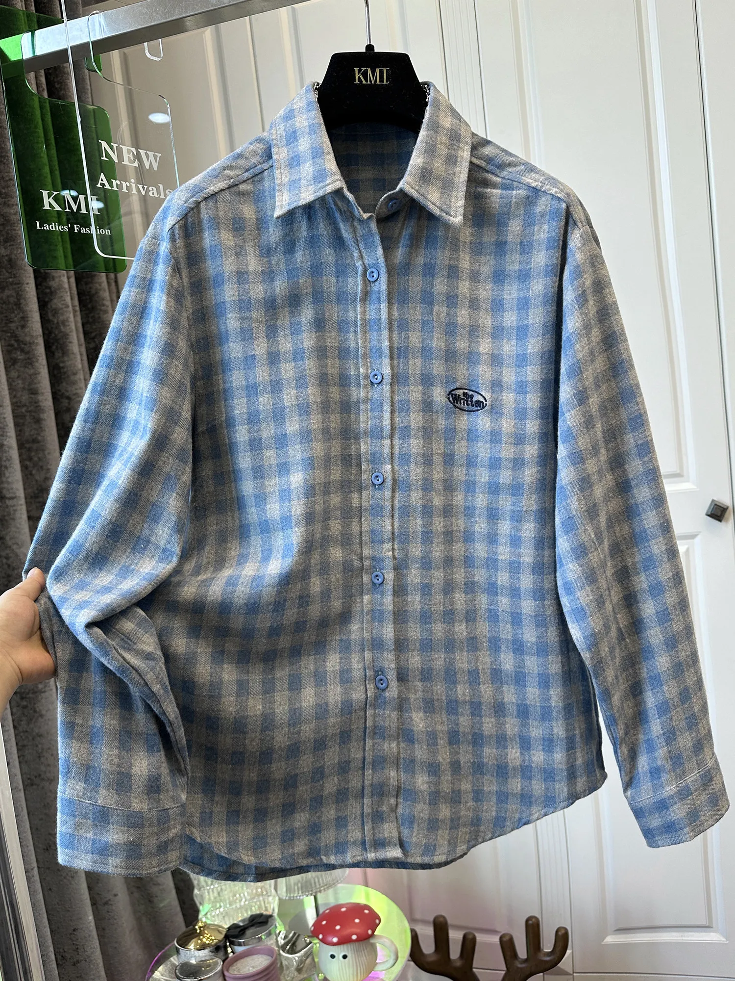 

plus Size Women's Long Sleeve Embroidered Flannel Collar Shirt Loose Fit Autumn Winter T-Shirt Layering Top