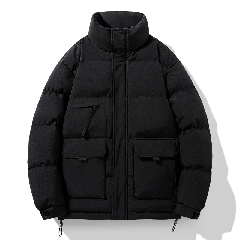 Winter Men's Parkas Fashion Casual Stand Collar Warm Parka Outwear Male Solid Thick Loose Korean Style Jackets Plus Size